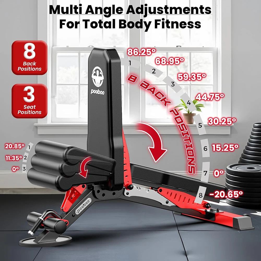 Pooboo Power Cage Smith Machine with 2000LB Squat Rack Cable System | LAT Pulldown and Dual Pulley Cable Crossover with All-in-One Home Gym Machine, Adjustable Stations and Training Attachments with Workout Bench