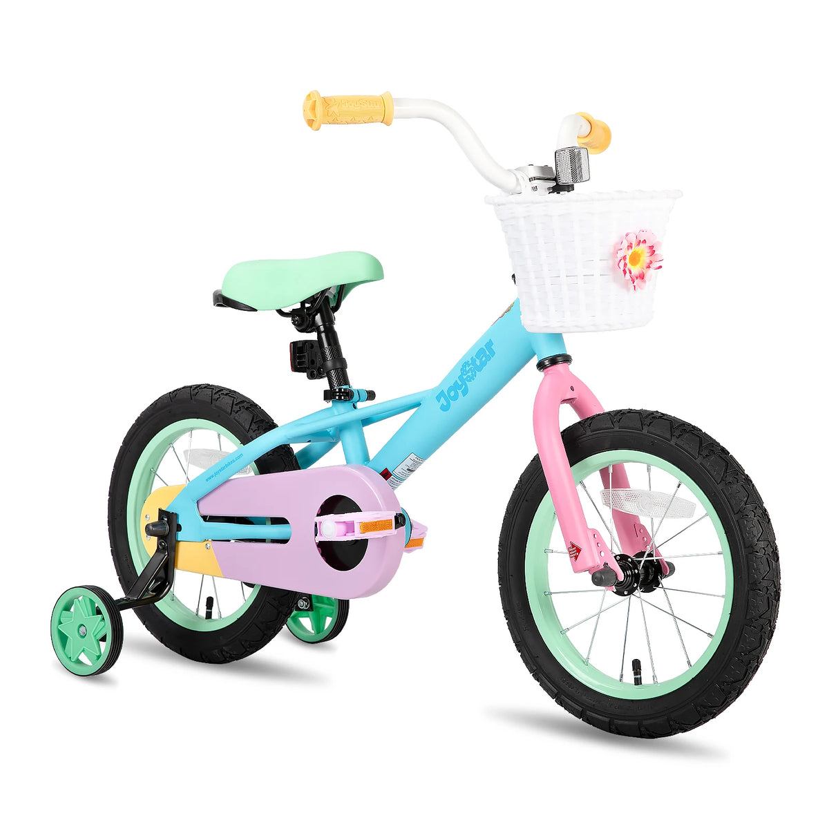 JOYSTAR Macaroon 12-18 Inch Kids Bike for 2-9 Years Girls | Toddler Girls Bike with Training Wheels & Basket, Rainbow Bikes, Children Bicycle