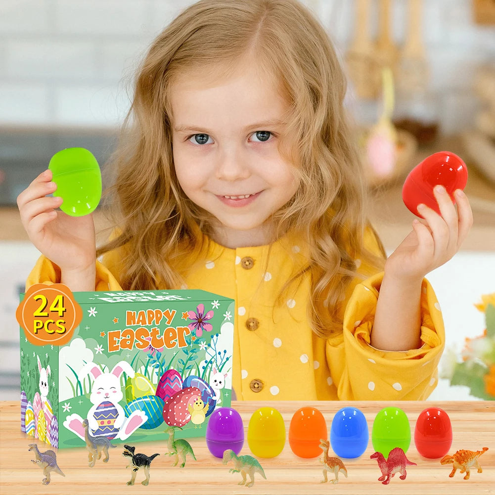 12Pcs Prefilled Easter Eggs Easter Egg Fillers with Dinosaur Toys Easter Basket Stuffers Filled Easter Egg Gift for Boys Girls