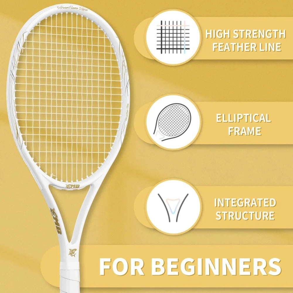 Tennis Rackets - Super Value Set with Pre-Strung, Comfortable Handle, 27'' Tennis Racquet for Beginner, Includes 4