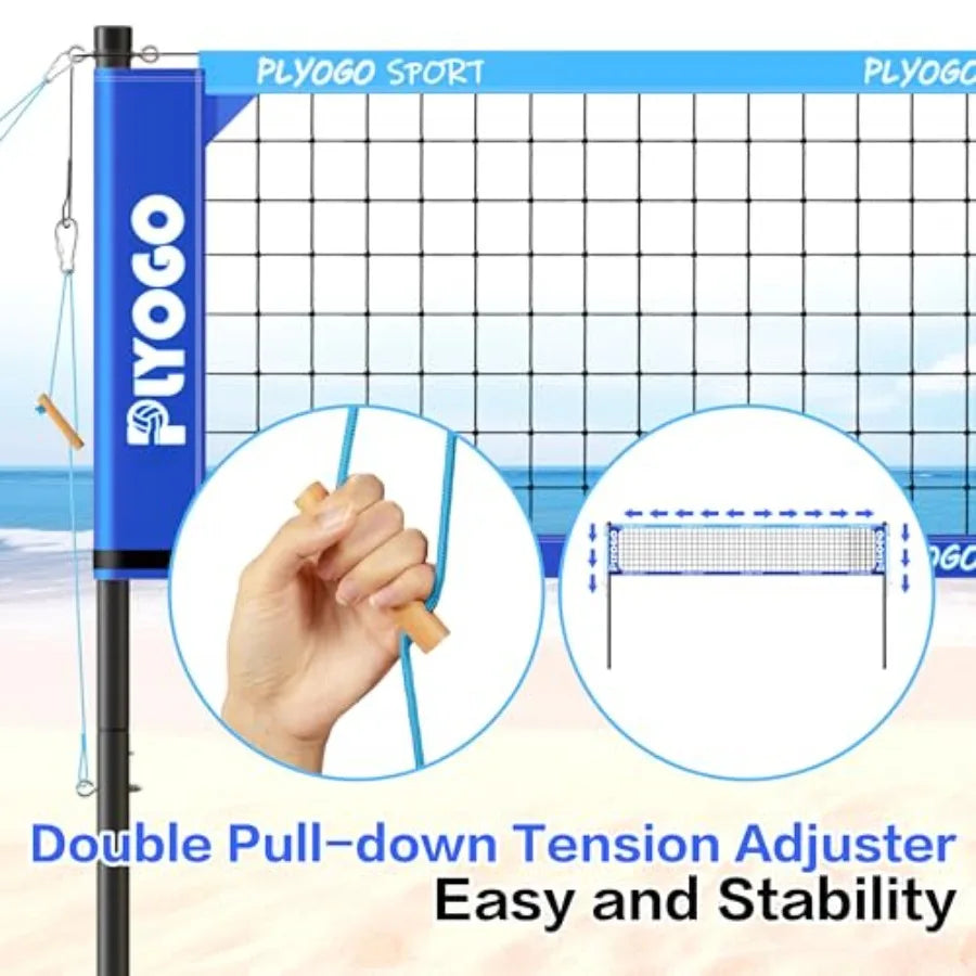 Volleyball Net for Backyard Professional Portable Outdoor Heavy Duty Volleyball Net Set with Adjustable Aluminum Poles Anti-Sag