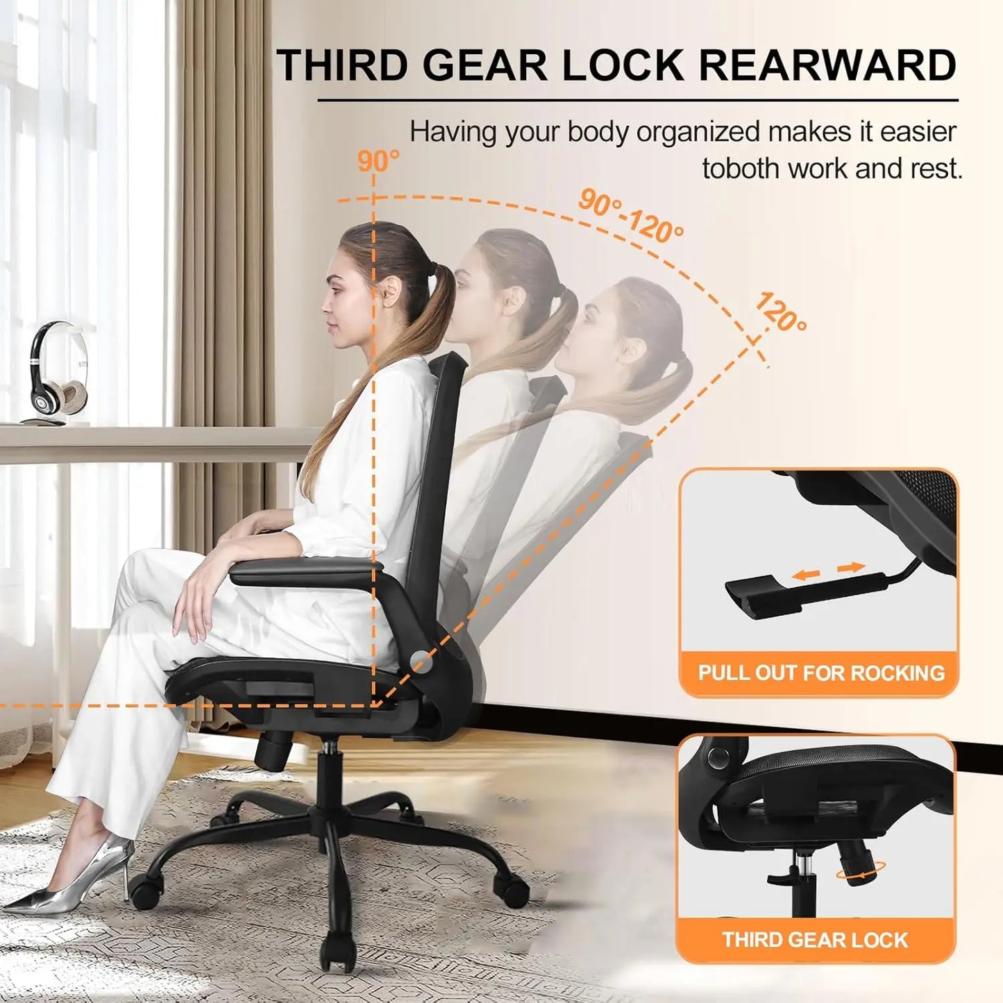 NEW Ergonomic Reclining High Back Mesh Living Room Rocking Gaming Chair Computer Desk Swivel Rolling Lumbar Support