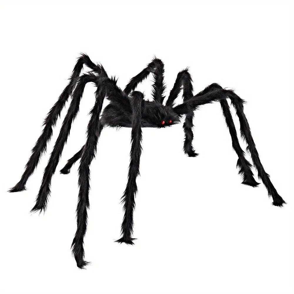 Giant Spider Halloween Outdoor Decorations Scary Large Spider Props for Yard Lawn Halloween Outside Decor and Indoor Party Decor, Black (Standing Height Is 15 Inches)