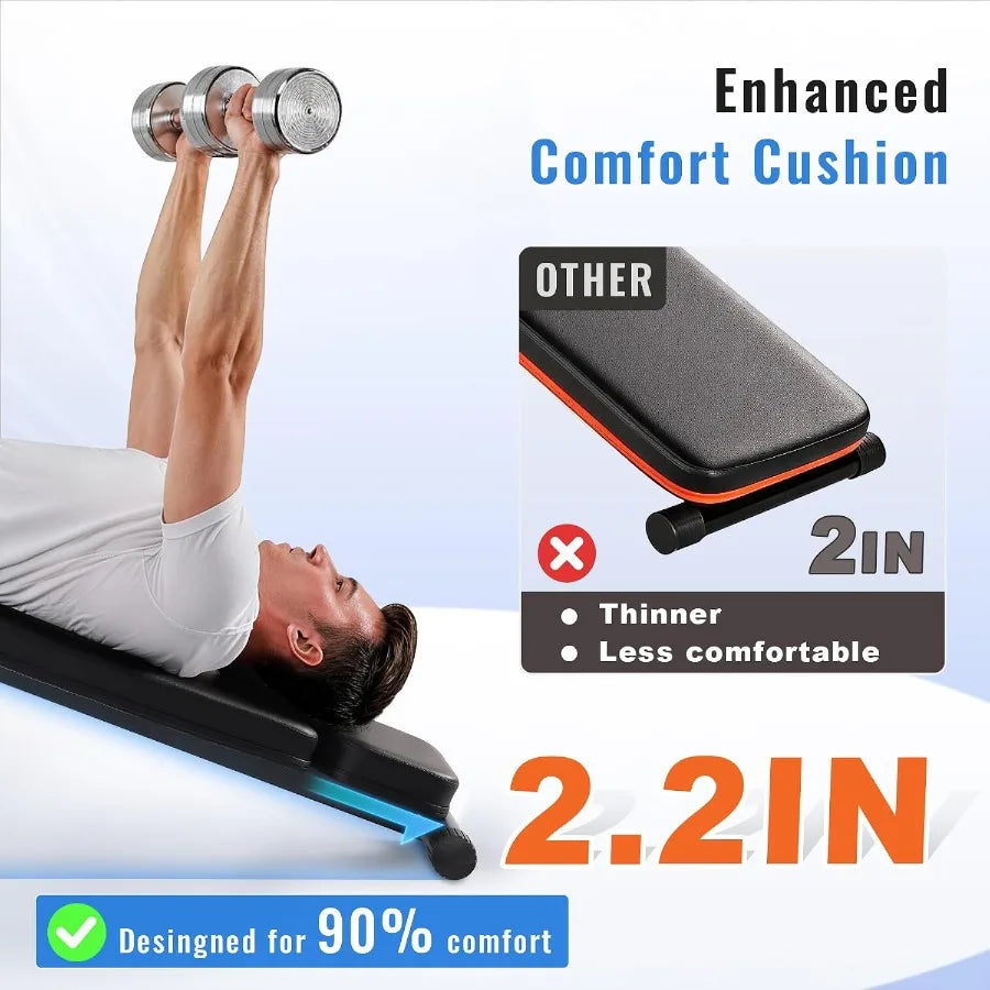3-Level Adjustable Sit-Up Bench for Abs – Heavy-Duty Steel Frame, 500 lb Capacity, Space-Saving Design for Home Gym Workouts