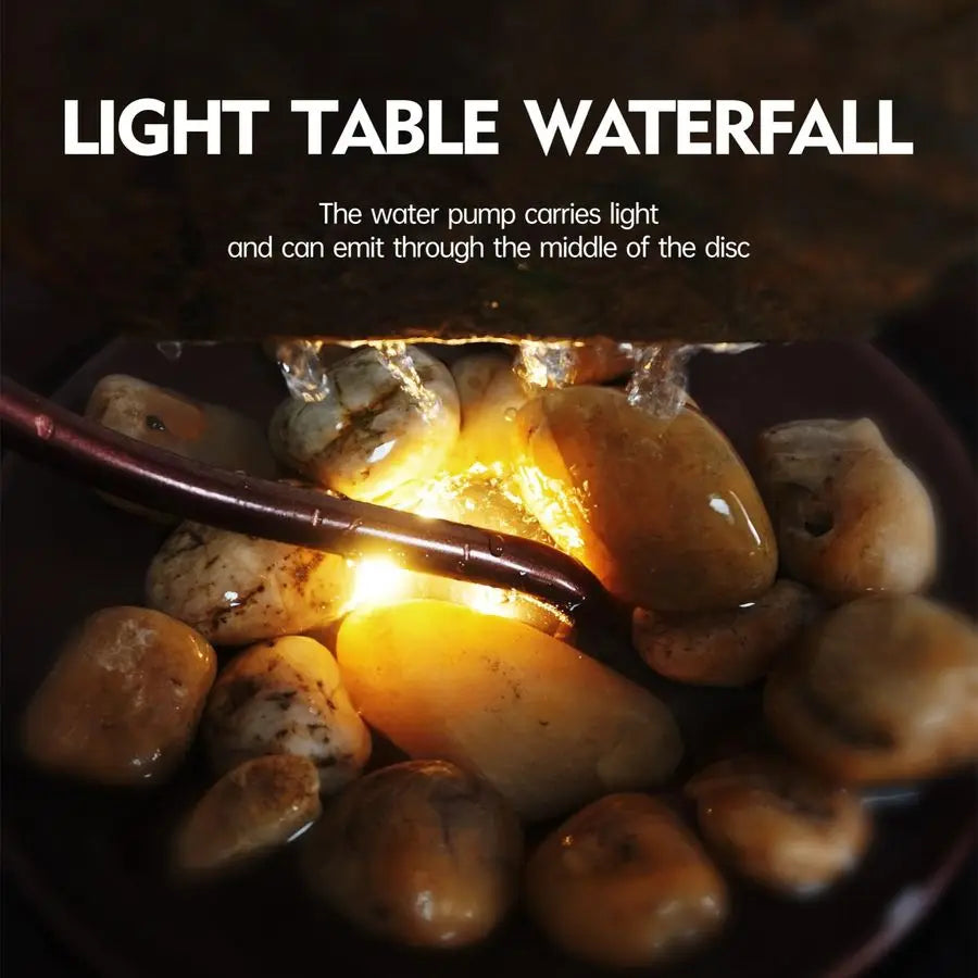Tabletop Waterfall Moon Fountain, Home Decor Soothing Rain Sound Meditation Relaxing Fountains, Nature Slate Water Feature with