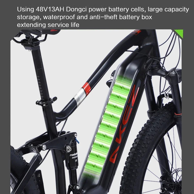 US Stock AKEZ 27.5" Electric Bike, 48V 500W Bafang Motor, 13Ah Lithium Battery, Powerful E-Bike for Adults