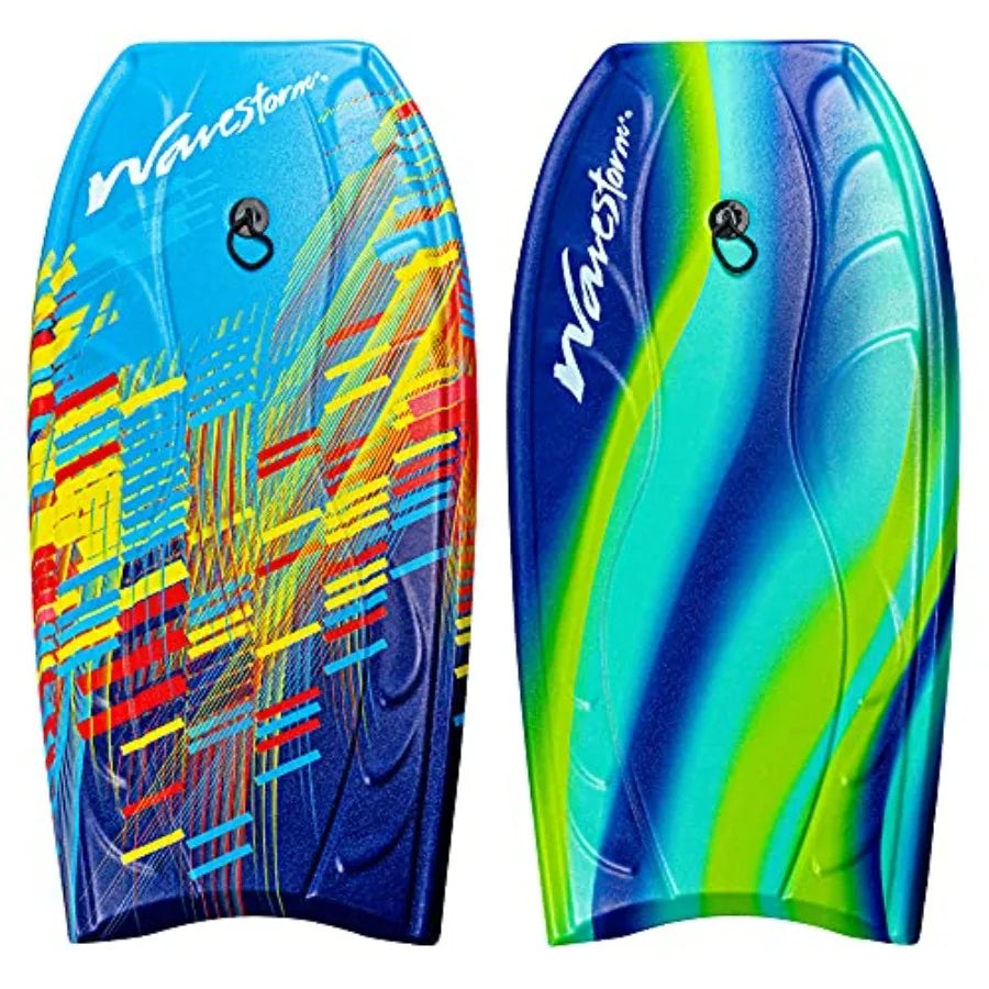 40 Bodyboard 2-Pack for Beach Use Polyethylene Core with HDPE Deck Blue Red and Blue Yellow Lightweight and Durable
