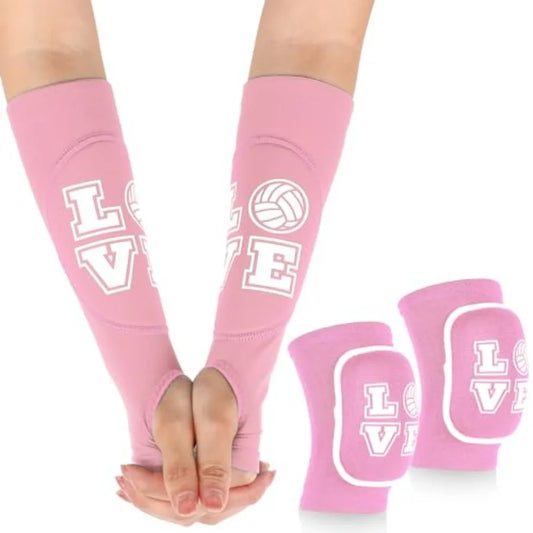 Volleyball Knee Pads and Volleyball Arm Sleeves with Protection Pad Forearm Elbow Sleeve with Thumb Hole Volleyball Accessories
