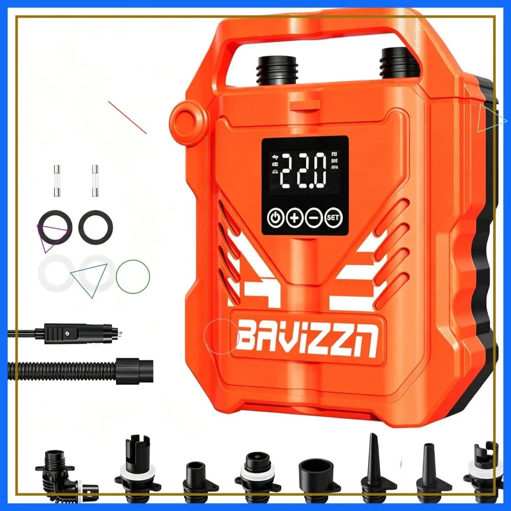 22PSI Electric Paddle Board Pump, 12V DC Car Powered SUP Pump with Dual Stage Inflation, Portable Air Pump for Inflatables