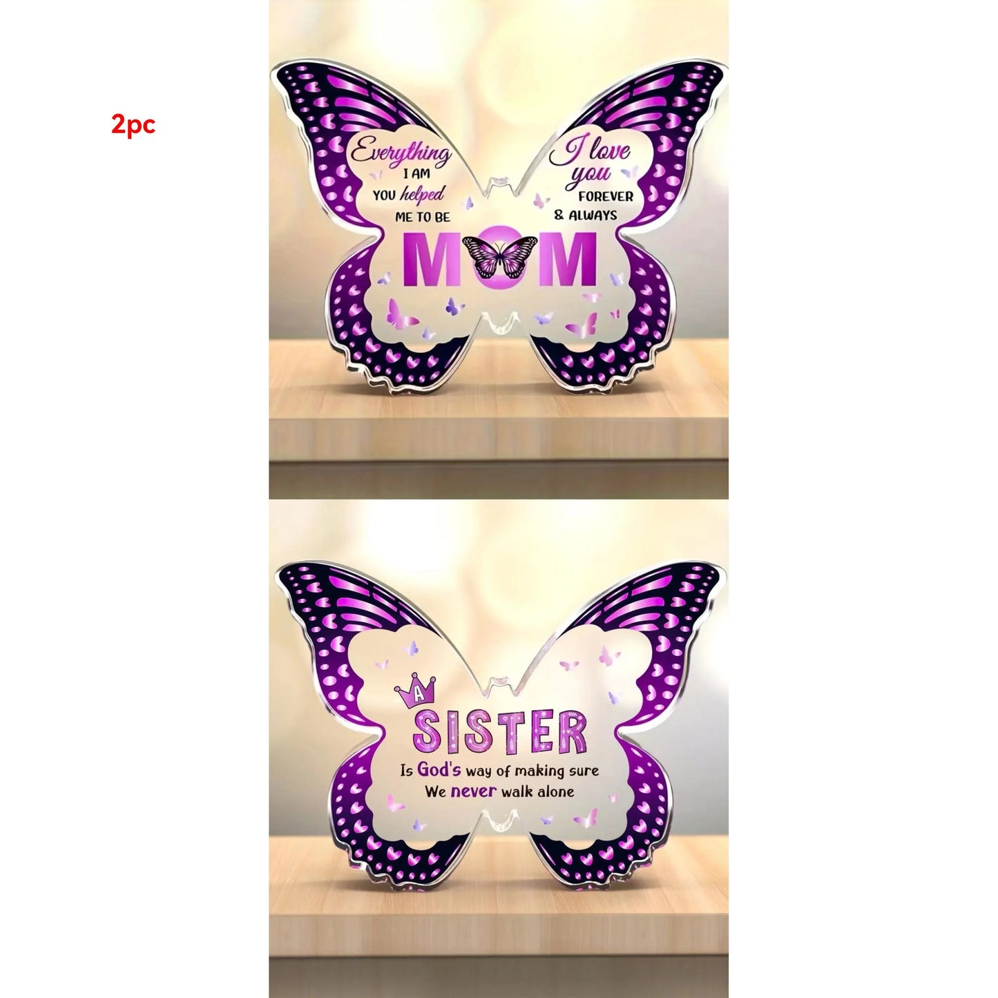 2-piece set Acrylic exquisite butterfly ornaments , birthday gifts for mothers and sisters, Christmas gifts, Thanksgiving gifts