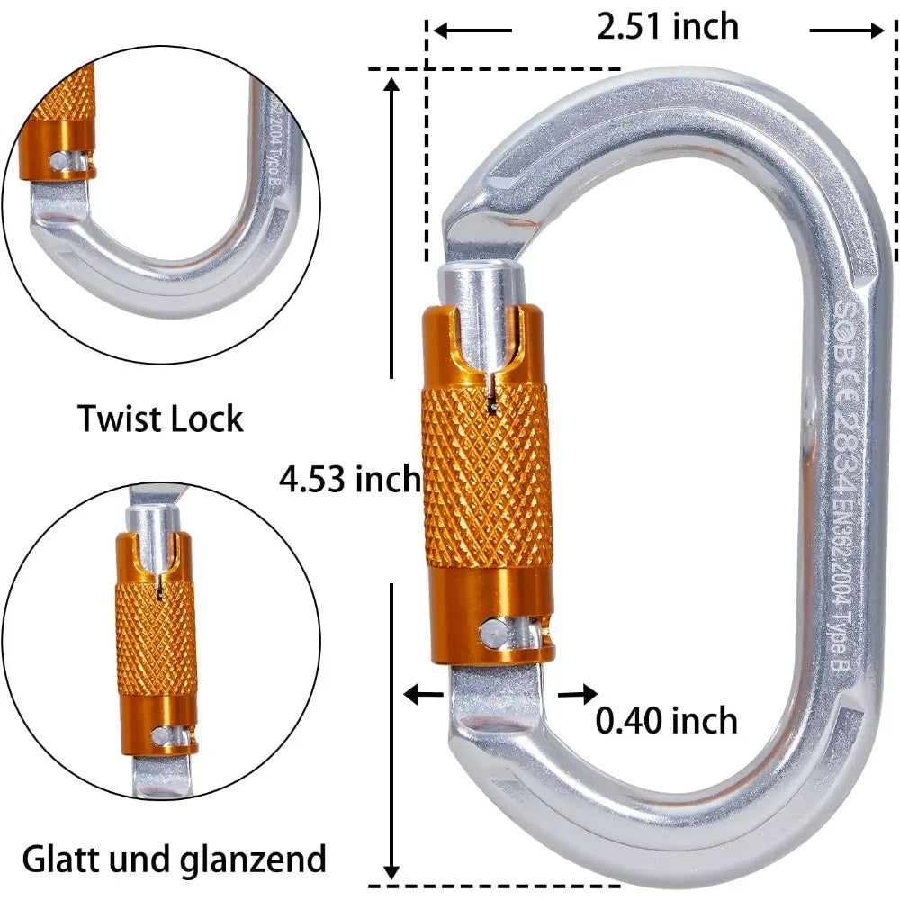 SOB Auto Locking Climbing Carabiner Clips,Heavy Duty Asymmetrical Carabiner Connector Used for Rappelling Gear Rescue Outdoor