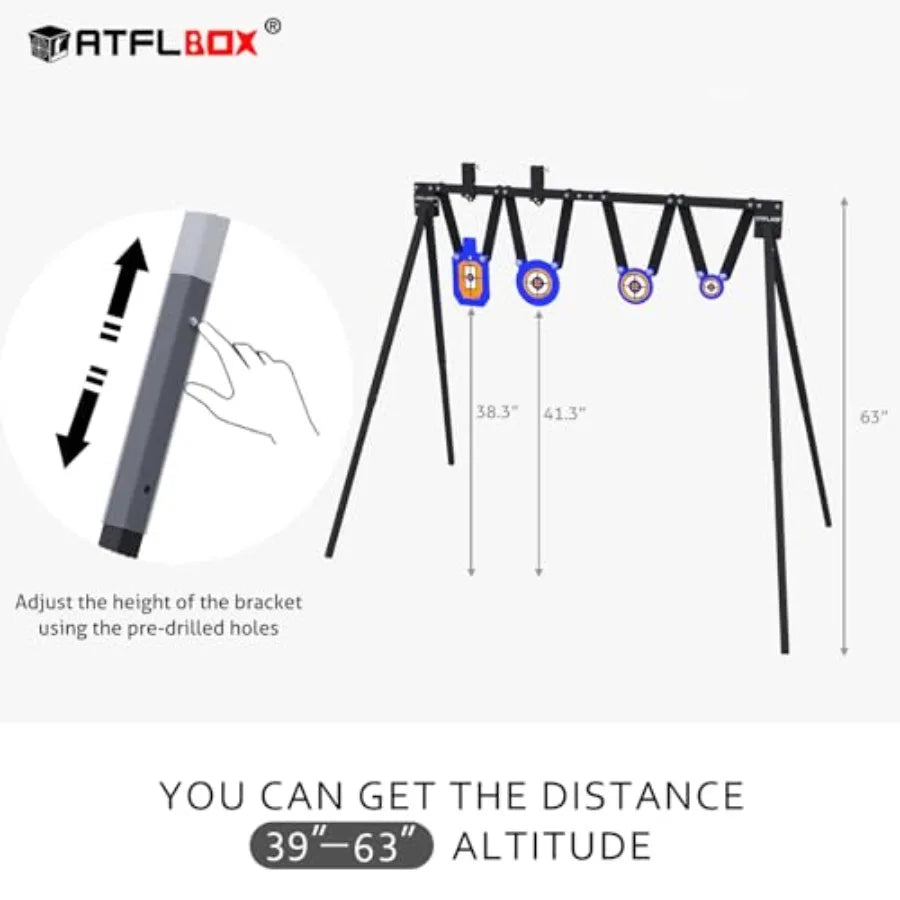 AR500 Steel Target Set for Shooting Stand System with 63 Inch Adjustable Height 3 8'' Thick 7''x12'' Silhouette and 4''