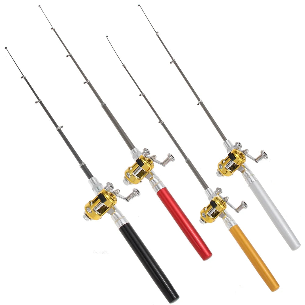 Fishing Rod Reel Combo Set Mini Telescopic Pocket Pen Fishing Rod Pole Fish Rod+Reel Pen Fishing Pole Kit Fishing Tool