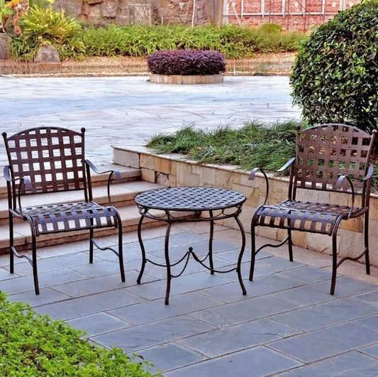 3 Pc Iron Bistro Set Outdoor Table Patio Cast Furniture Garden Metal Chair Steel