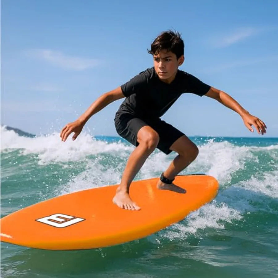 4'10 Funboard Beginner Learning Softboard Surfboard Foam in Blue for Easy Riding and Safe Practice