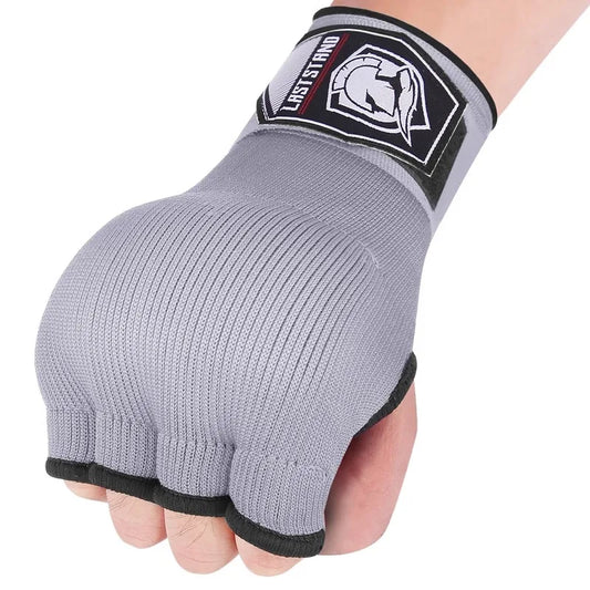 1 Pair Gel Boxing Hand Wrap Gloves Adjustable Half Finger Gloves Support with Long Wrist Strap MMA Boxing Hand Protective Gear
