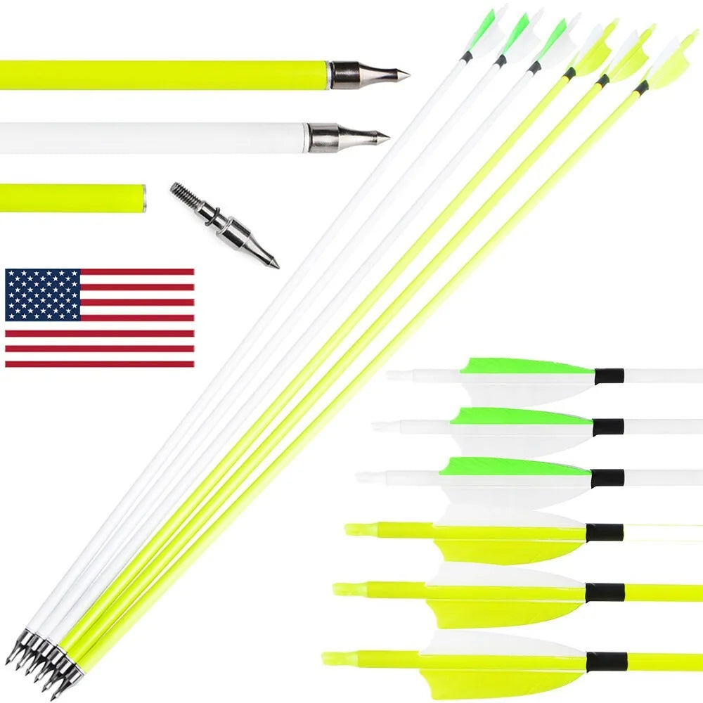 3inch Turkey Feather Mixed Carbon Arrow Spine 500 Archery Recurve Compound Bow Hunting Shooting Target Bow Accessories,12pcs