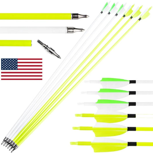 3inch Turkey Feather Mixed Carbon Arrow Spine 500 Archery Recurve Compound Bow Hunting Shooting Target Bow Accessories,12pcs