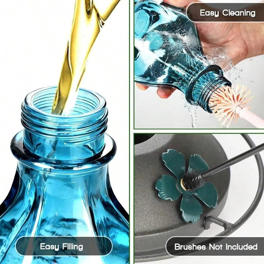 【New style】Glass Hummingbird Feeders Outdoors Hanging, 24oz Wild Bird Feeder With Ant Moat And 360 Perch, Resistant Ports, Outs