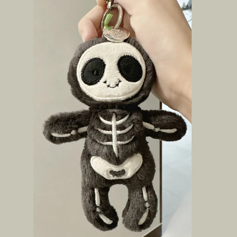 Skeleton Bob Bag Charm Fun Spooky Halloween Plush Keychain Doll Toys, Alternative Purse Accessory for Women Men