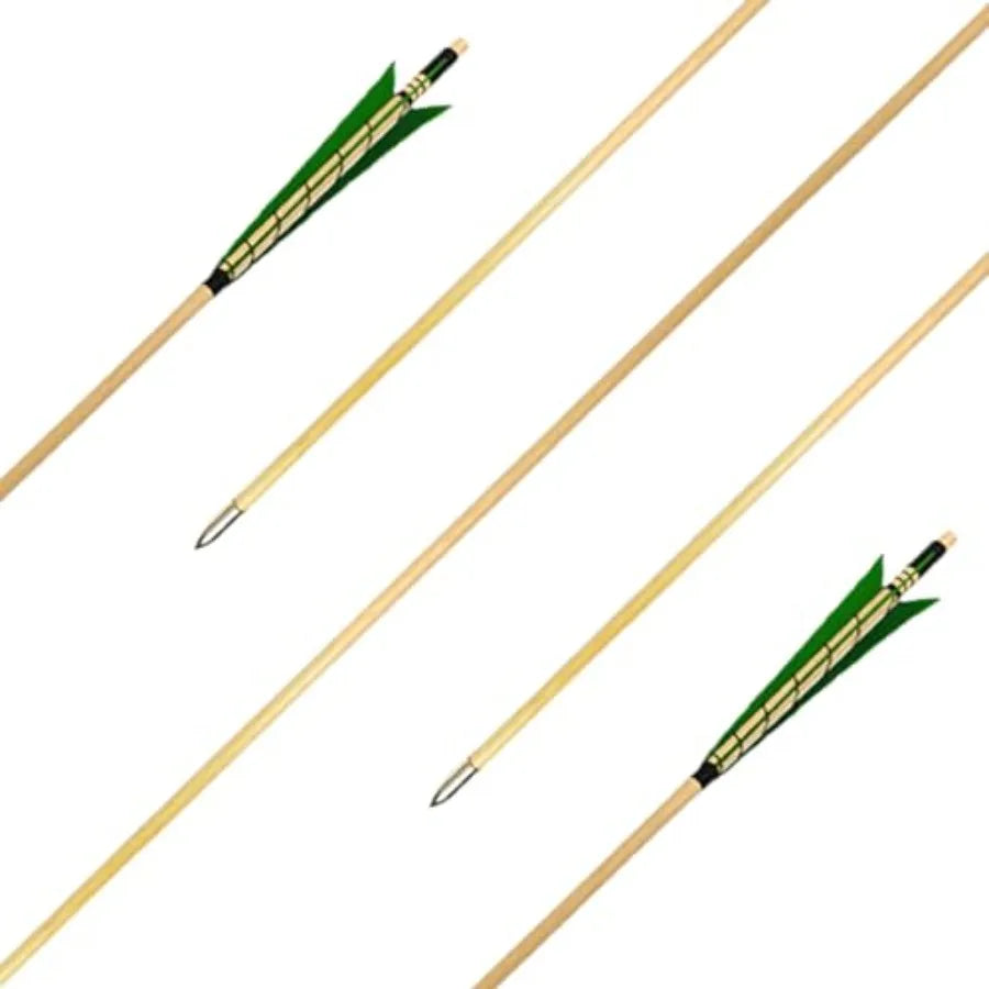 32 Archery Wooden Target Practice Arrows with 5.9 Medieval Turkey Feather Fletching for Recurve English Traditional Longbow Hun