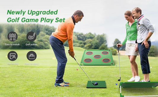 Golf Game Play Set for Golfers Fathers, with 20 Velcro Golf Balls, Putting Mat, Golf Putter and Carrying Bag, Indoor Outdoor