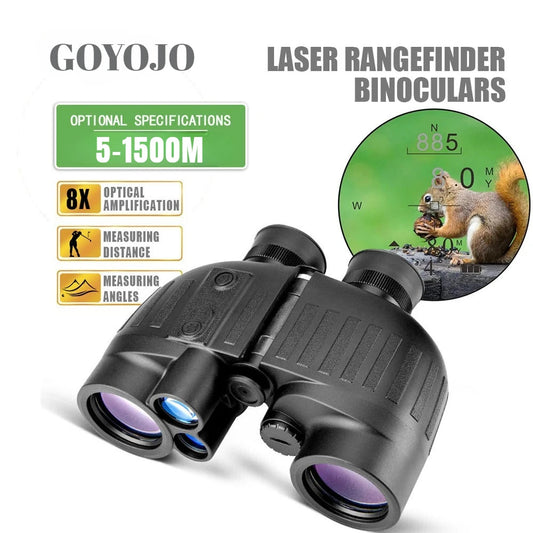 GOYOJO 1500m FMC Marine Binoculars for Adults 8X40 Hunting Waterproof Binoculars with Rangefinder Compass IP66
