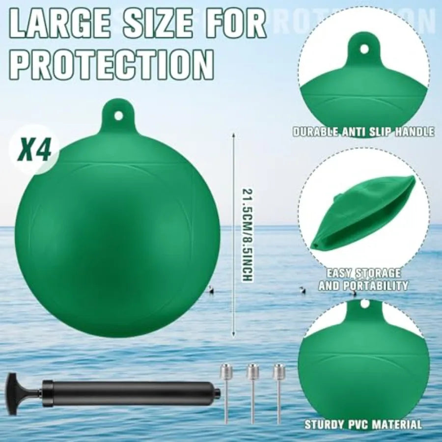 4 Pcs Inflatable Slalom Buoy Float PVC Boat Mooring Buoy Float Equipped with 1 Inflator and 3 Needles Boat Fenders Inflatable A