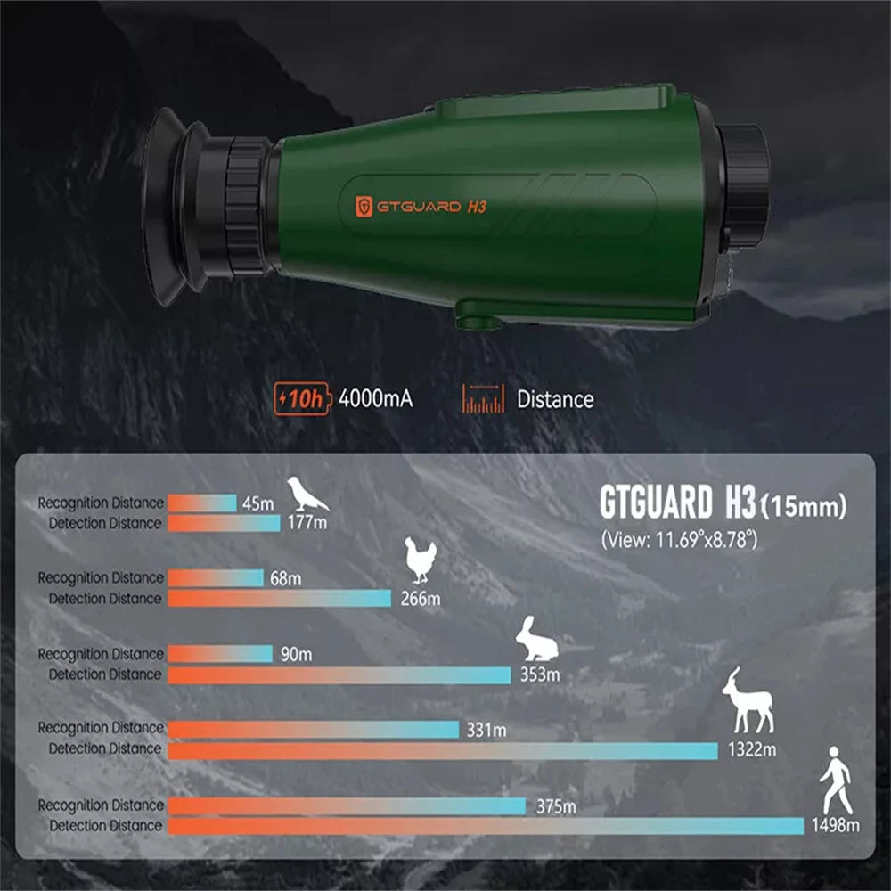 PL In Stock GTGUARD H3 Night Vision Goggles Thermal Imaging Monocular Telescope AI Super-resolution:384*288 HD Sensor Resolution