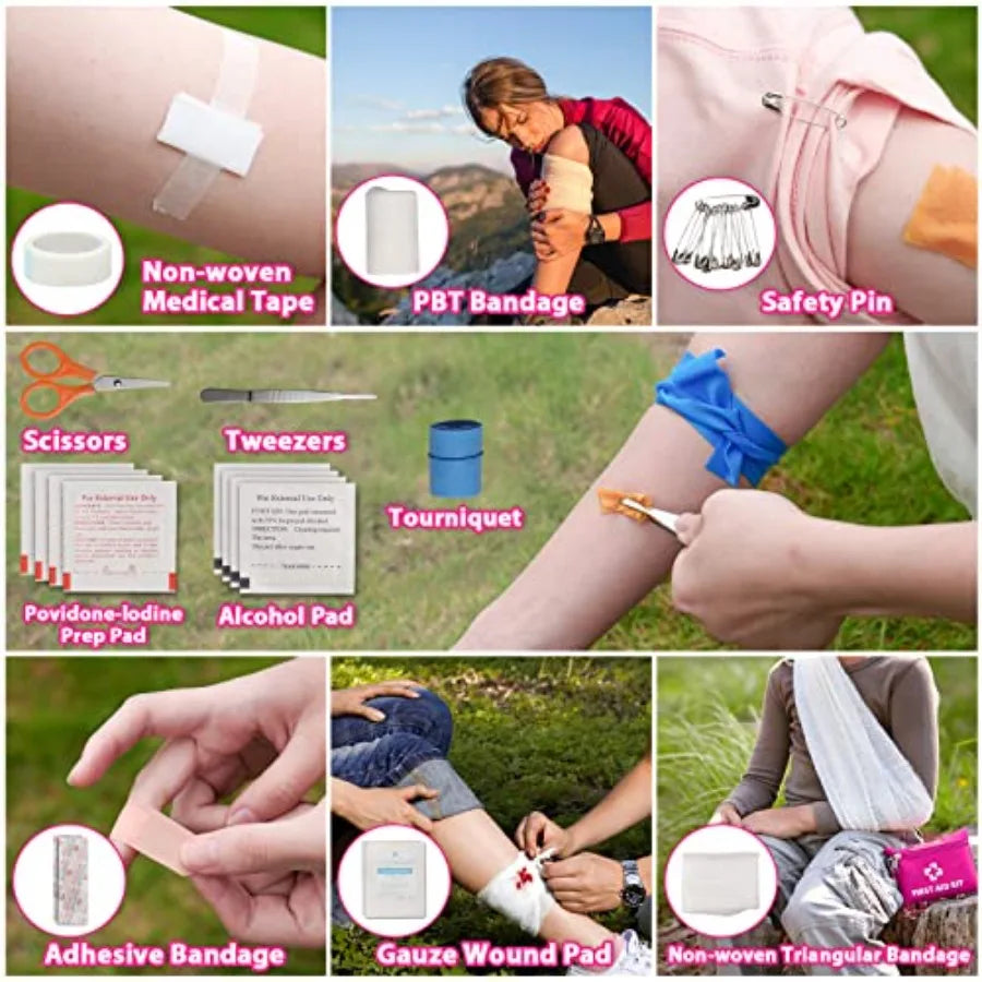 Emergency Survival Kit and First Aid Kit Self Defense Kit Safety Kit Survival Gear and Equipment with Tactical Molle Pouch and