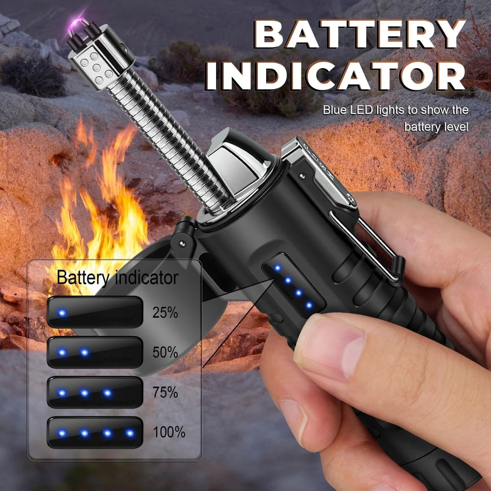 Outdoor Camping Flashlight Arc Lighter Portable Pulse Plasma Lighter 360 ° Rotatable Telescopic for Gift BBQ Ignition Tools