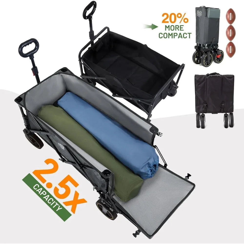 49-inch Extra-long Folding Stroller with Tailgate and Brake, 250-liter Capacity All-terrain Stroller