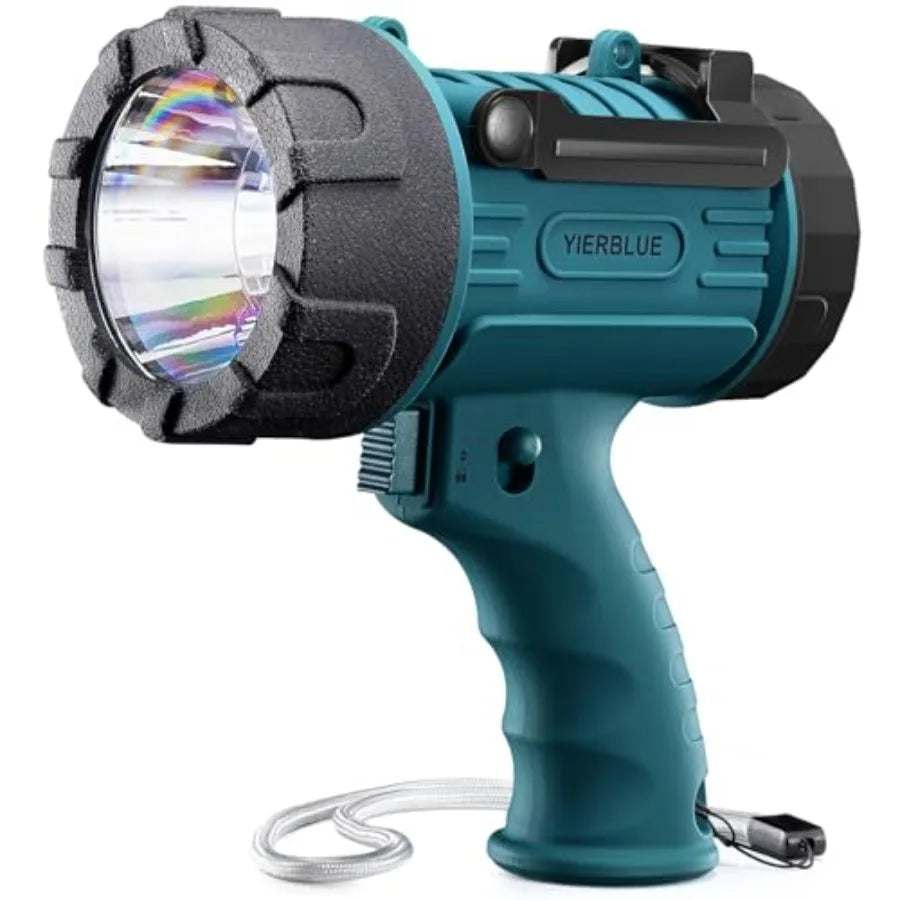 Rechargeable Spotlight Flashlight IP67 Waterproof with 1000, 000 Lumen LED, 12 Hours Long Running Spot Light, Impact Resistant