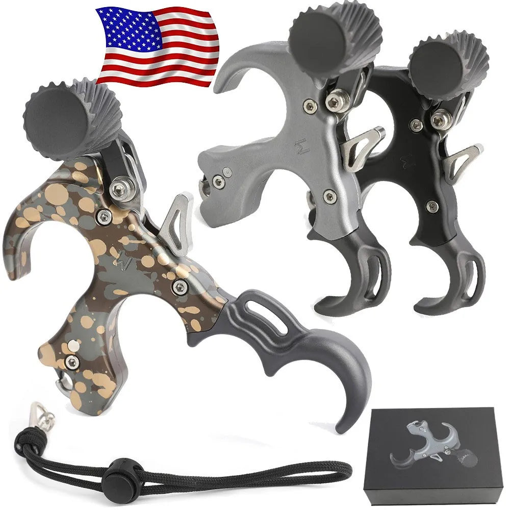 Bow Release Aid, 3/4 Finger Adjustable Grip, Smooth Thumb Trigger for Compound Bow, Target Practice & Outdoor Shooting Accessories