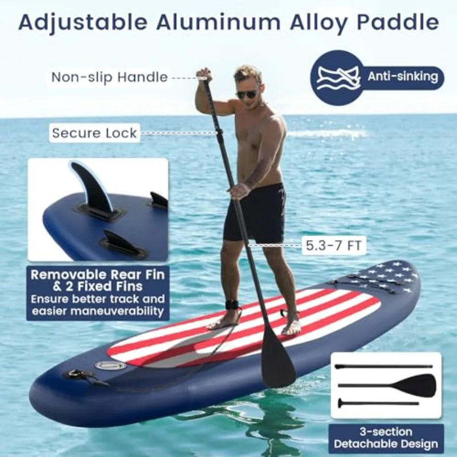 Inflatable Stand Up Paddle Board for surf and calm water use PVC material blue color ultra-stable 10 x 30 design with anti-slip