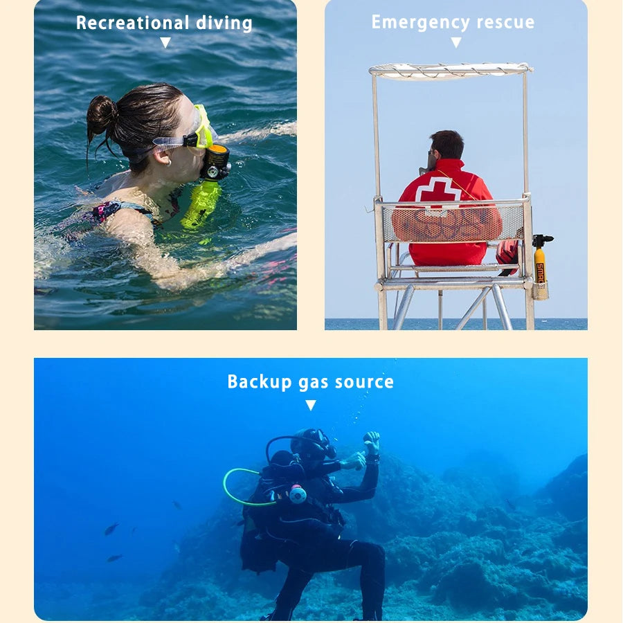 TRIMIX US 24H Fast Shipping Mini Scuba Lung Tank 0.5L With Snorkeling Mask and 3-Level Hand Pump 10 Minutes Underwater Breathe