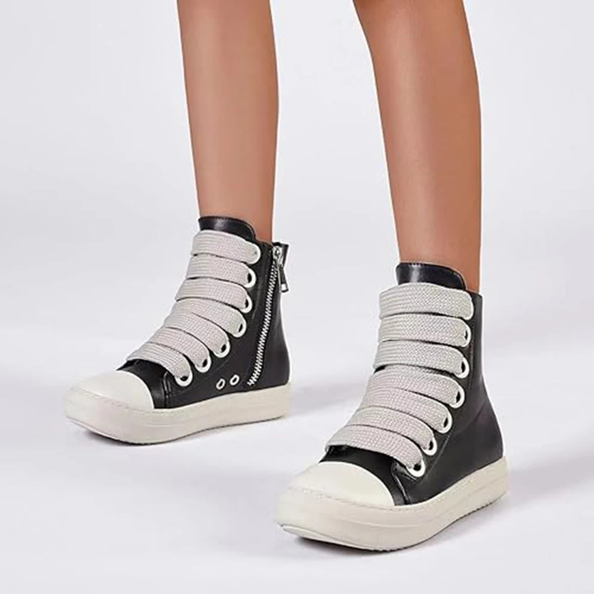 Men's Coarse Shoelaces, High Cut Thick Sole, Comfortable Board Shoes, Versatile, College Style, Casual Sports Shoes