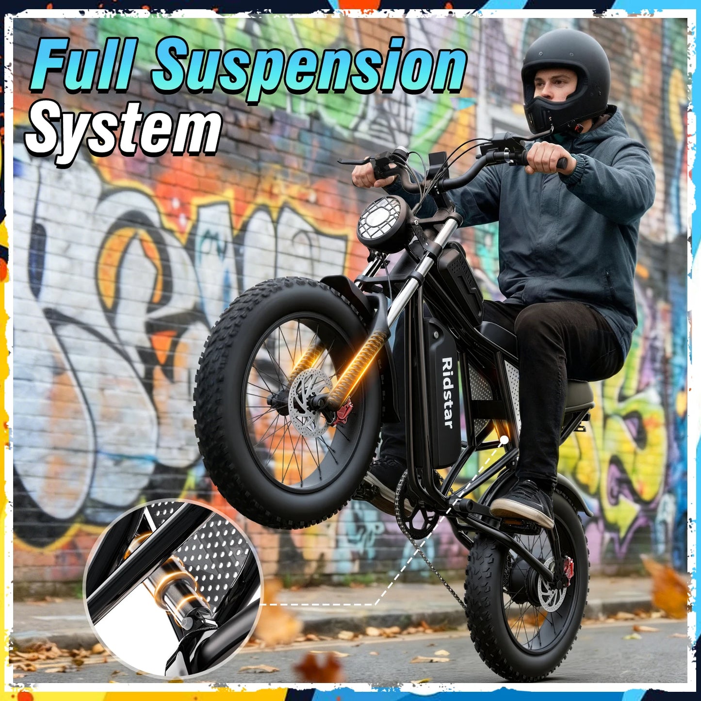 RIDSTAR Q30 Electric Bike for Adults E-Bike 2000W 48V 20AH 20" Fat Tire Electric Dirt Bike Bicycle UL2849  for Mountains Road