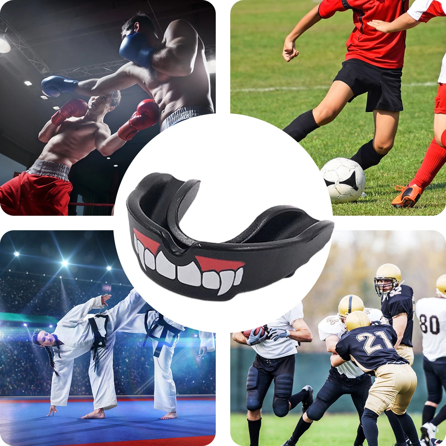 Easy Self-Fit Gum Shield W/ Case Mouthguard for Braces EVA Teeth Protector for Boxing Judo Karate Hockey & All Contact Sports
