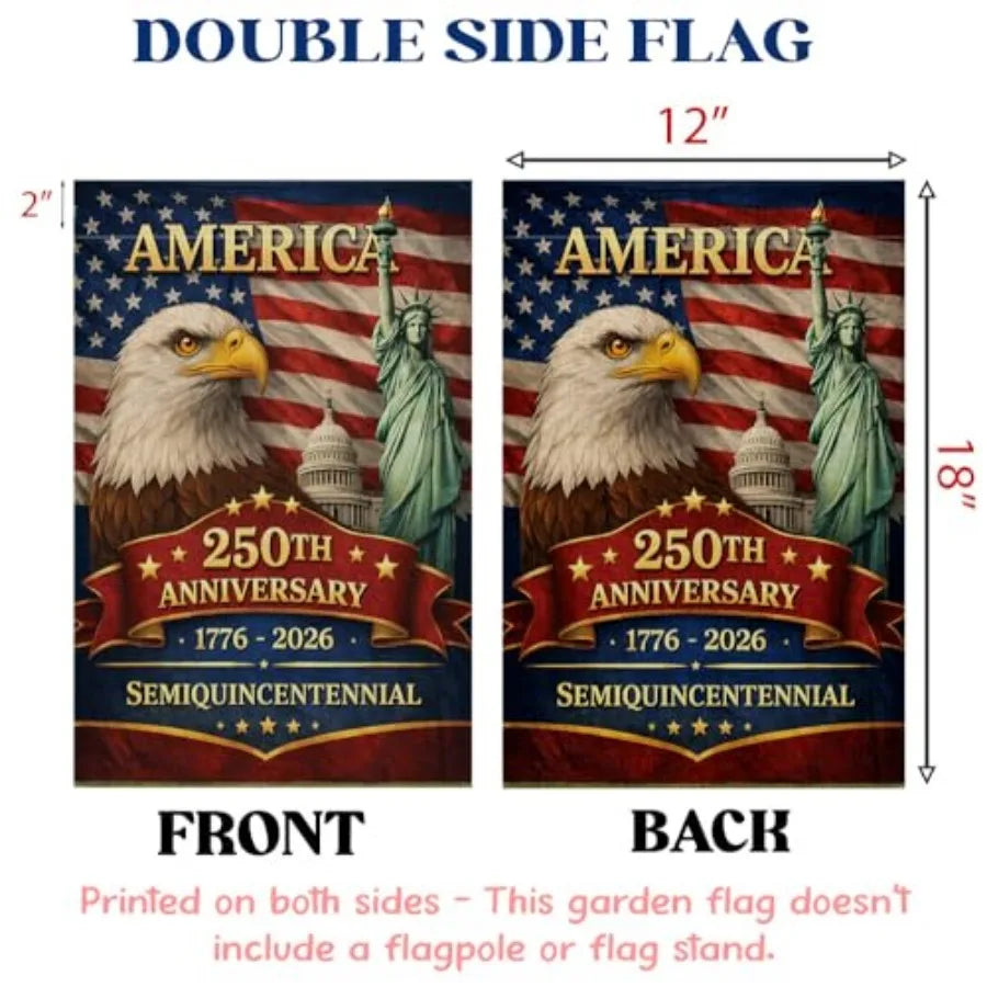 250 Anniversary USA Flag, 250th Anniversary America Garden Flag, 1776-2026 Yard Flags Outside 12x18 Inch Double Sided Outdoor B