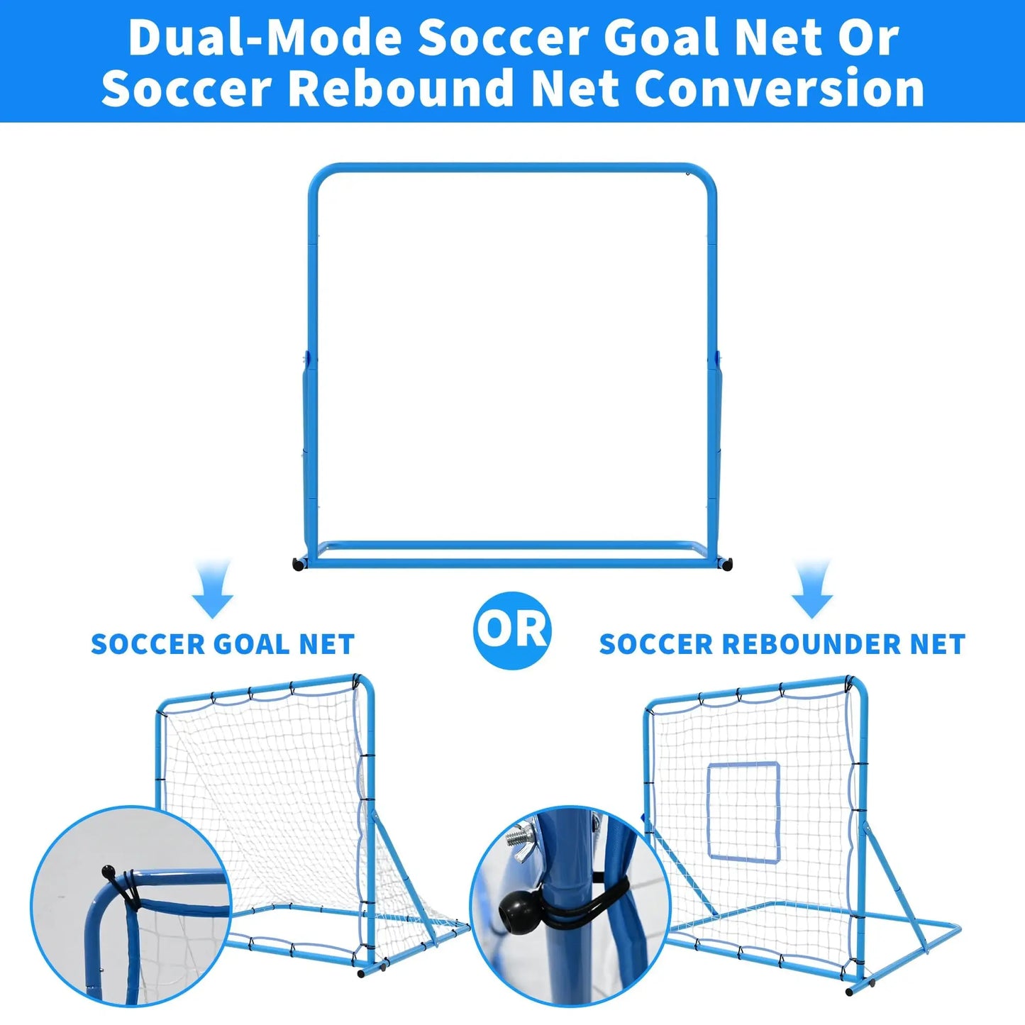 7X5 FT Soccer Rebounder Net, Adjustable Multi-Sport Rebounder Net for Passing Throwing and Ball Control, Practice Nets for Baseball, Volleyball Bounce Back Trainer Equipment for Backyard,