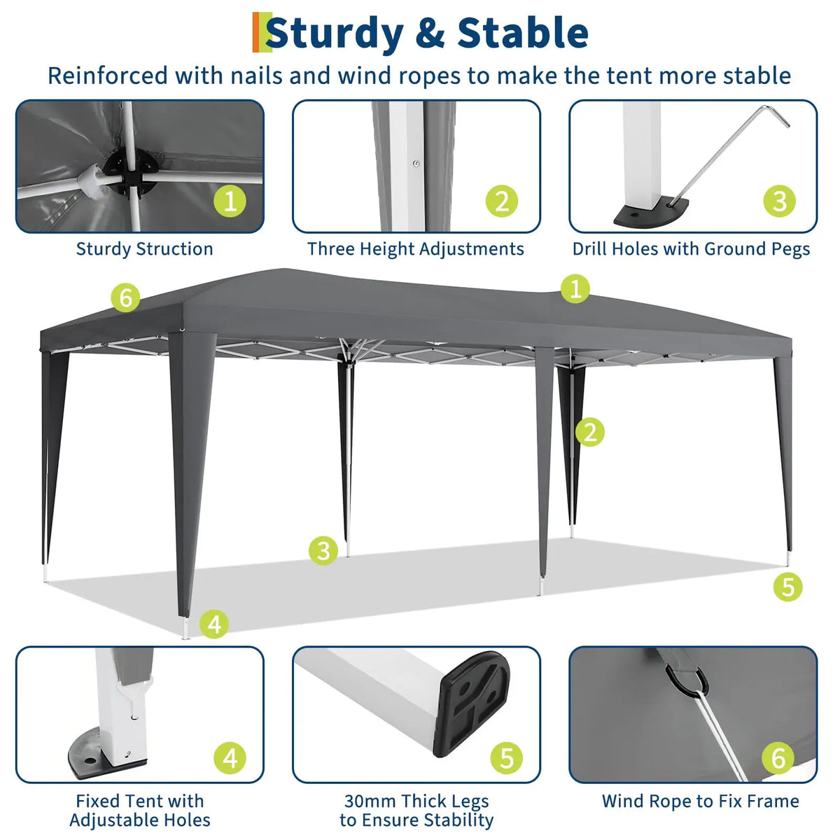 10x20 Commercial Pop Up Canopy Tent Heavy Duty Outdoor Event Shelter With 6 Sidewalls Waterproof Party Gazebo & Carry Bag