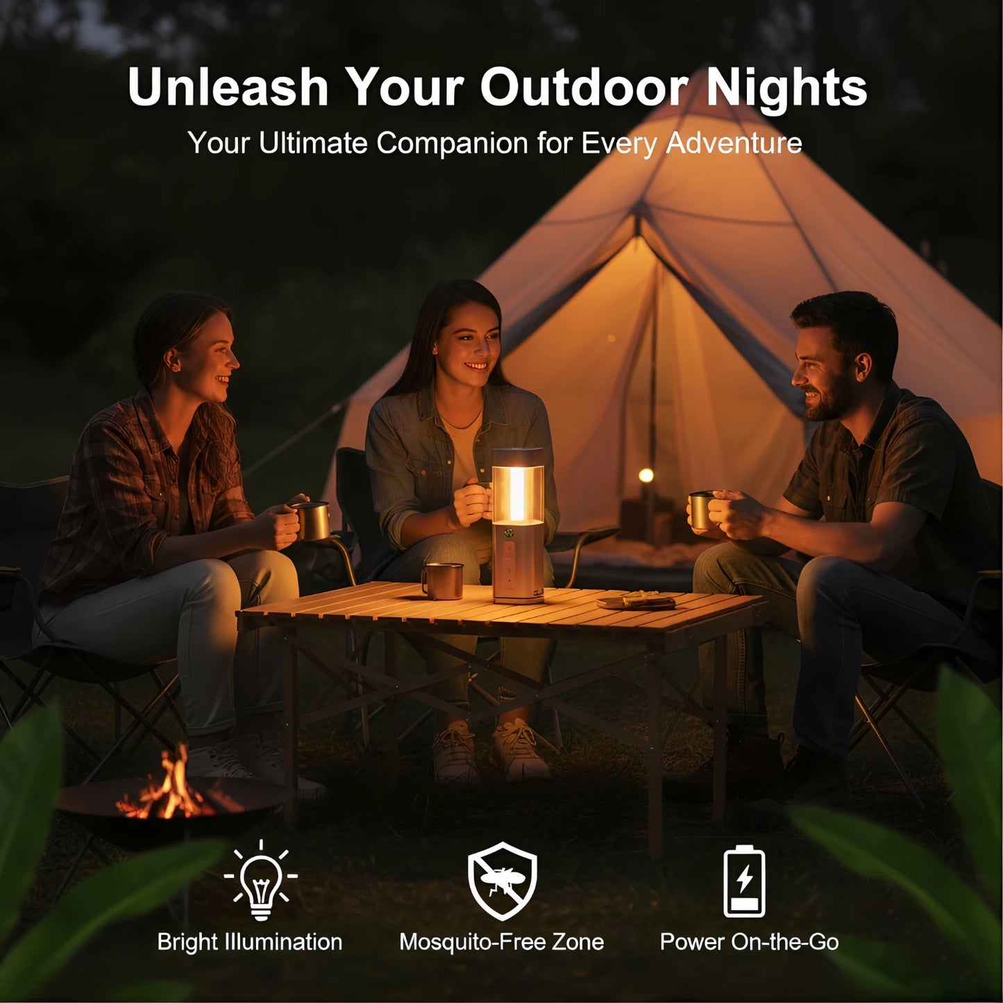 5-in-1 LED Camping Lantern with 4 Light Modes,Compass,Flashlight, for SOS Emergency, Home Use, Backyard,  IPX5 , Waterproof Tent