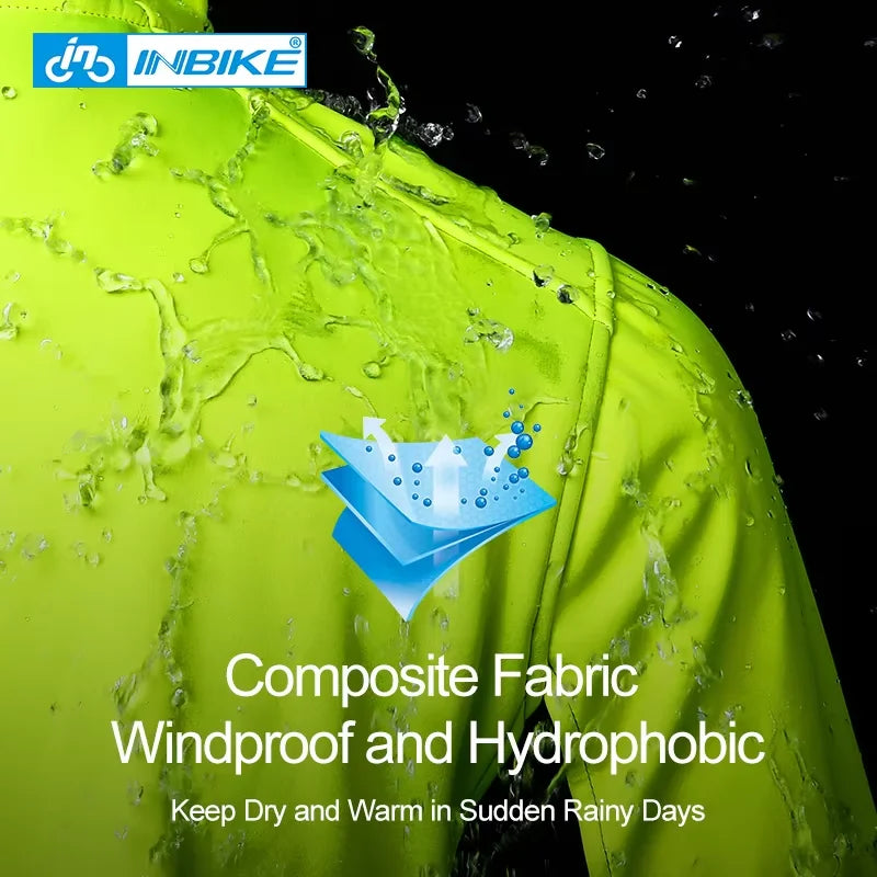 INBIKE Winter Men's Windbreaker Jacket Warm Polar Fleece Cycling Jackets With Pockets Waterproof Bicycle Jacket Clothing For Men