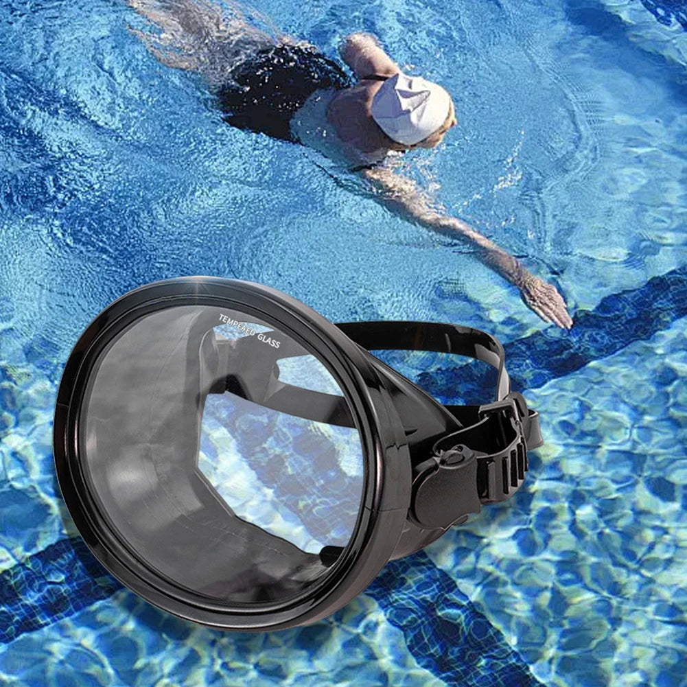 Oval Diving Mask Spearfishing Mask Tempered Glass Lens Single Lens Scuba Mask Anti-Fog Scuba Goggles for Underwater Adventures