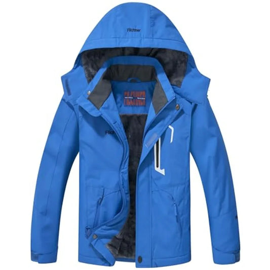 Boy's Ski Jacket Waterproof Winter Coat Kid's Fleece Snowboarding Jacket with Detachable Hood and Reflective Strips