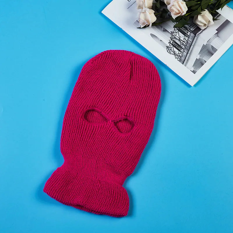 Motorcycle Ski Full Face Masks Cover Windproof Winter Warm Hat 2 Holes Soft Comfortable Windproof Knit Hat Scarf