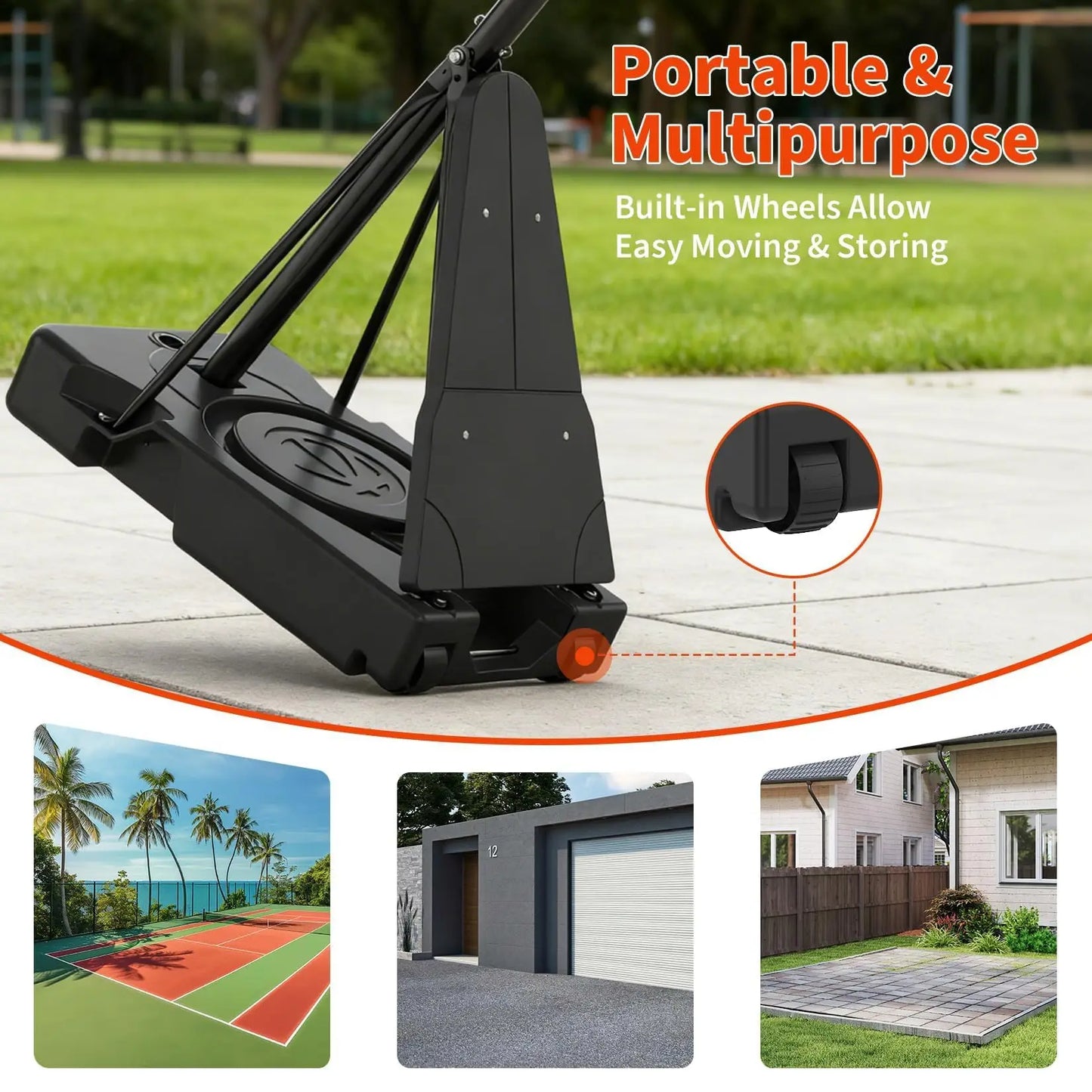 Portable Basketball Hoop System, 48-54inch Shatterproof Backboard, Adjustable Outdoor Basketball Goal with Wheels