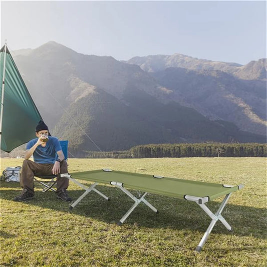 Camping Cot Portable Folding Bed Ultralight Aluminum Alloy Sleeping Cot for Outdoor Hiking Backpacking Travel with Carrying Bag