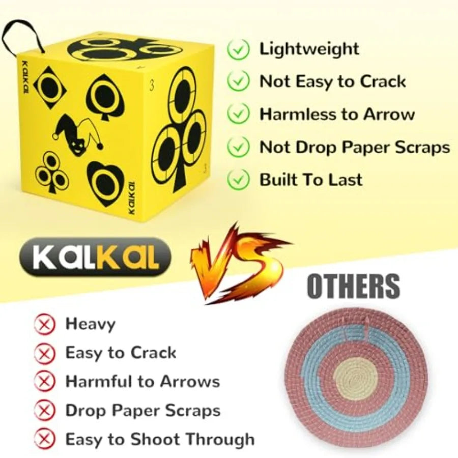 Archery Target 6 Side Foam Archery Target Block with Carry Handle Easy Arrow Removal Lightweight Poker Archery Targets for Back